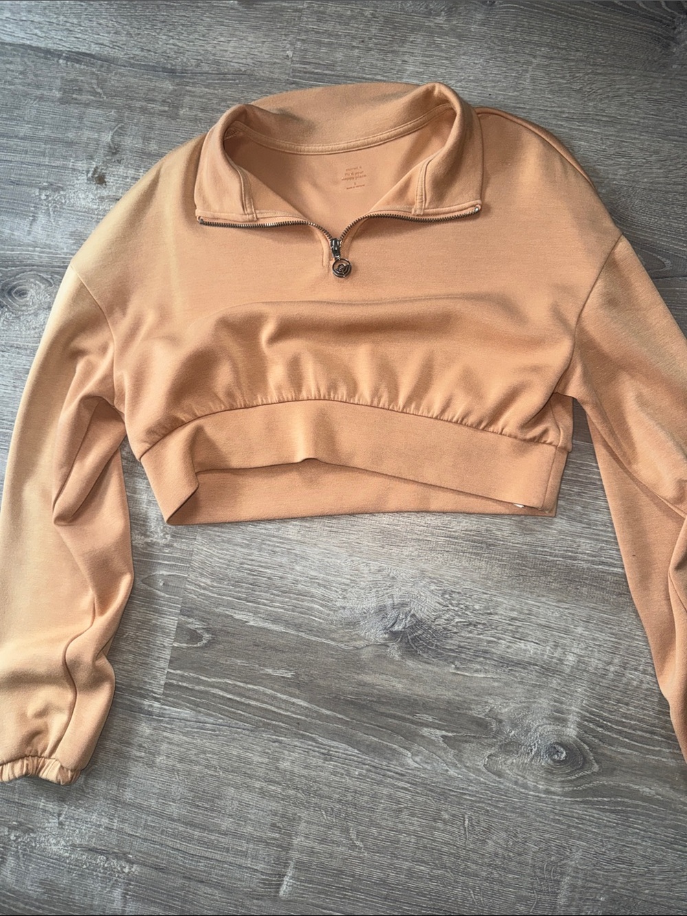 Gilly Hicks Cropped Quarter-Zip Top in Camel